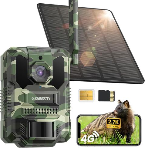 DEATTI 2.7K Cellular Trail Cameras,Game Cameras with 64GB SD Card,No WiFi Needed,Unlimited Data Plan,0.2s Trigger Time for Wildlife Deer Monitoring Trail Cam in Saudi Arabia
