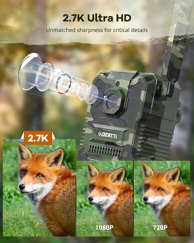 DEATTI 2.7K Cellular Trail Cameras,Game Cameras with 64GB SD Card,No WiFi Needed,Unlimited Data Plan,0.2s Trigger Time for Wildlife Deer Monitoring Trail Cam in Saudi Arabia
