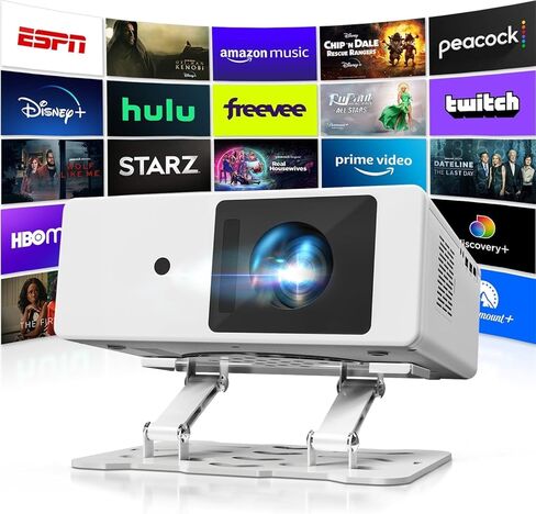 4K Projector with WiFi and Bluetooth - Smart Projector with Built-in Apps, Native 1080P, 1800 ANSI Lumens Projector 4K, Auto Focus Dolby Audio, Movie Projector for Bedroom, Home in Saudi Arabia