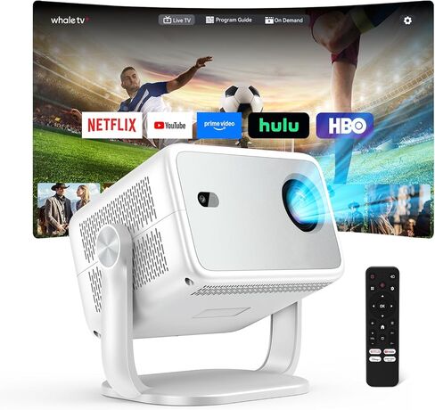 【تطبيق مرخص رسميًا ودعم 4K】جهاز عرض ذكي مزود بواي فاي 5G وبلوتوث مع التركيز التلقائي وحجر المفاتيح، جهاز عرض أفلام خارجي أصلي 1080 بكسل لغرفة النوم/المنزل/الخلية in Kuwait