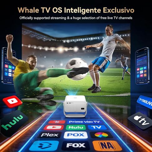 【تطبيق مرخص رسميًا ودعم 4K】جهاز عرض ذكي مزود بواي فاي 5G وبلوتوث مع التركيز التلقائي وحجر المفاتيح، جهاز عرض أفلام خارجي أصلي 1080 بكسل لغرفة النوم/المنزل/الخلية in Kuwait