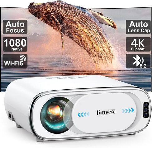 [AI Auto Focus/Auto Lens Cap] Outdoor-Projector-4K with WiFi 6 and Bluetooth:Portable Projector with Auto 6D Keystone & Zoom, Jimveo Native 1080P Movie Proyector 2026 Upgraded in Saudi Arabia