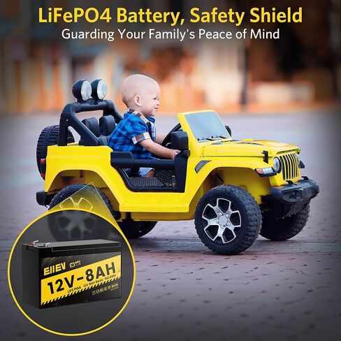 12V 8Ah Lithium Battery,4000+Cycles 12V LiFePO4 Battery Built-in BMS 5A,Deep Cycle Lithium Iron Phosphate Rechargeable Batteries for Small UPS,Power Wheels,Fish Finder,Ride-on Toy,Camping in Saudi Arabia