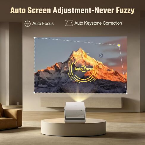 جهاز عرض ذكي 4K مع واي فاي وبلوتوث - جهاز عرض أفلام محمول مع حامل، 1000 لومن ANSI، دعم 4K، 1080 بكسل أصلي، صورة AI، تطبيقات مدمجة، جهاز عرض قصير المدى in Saudi Arabia