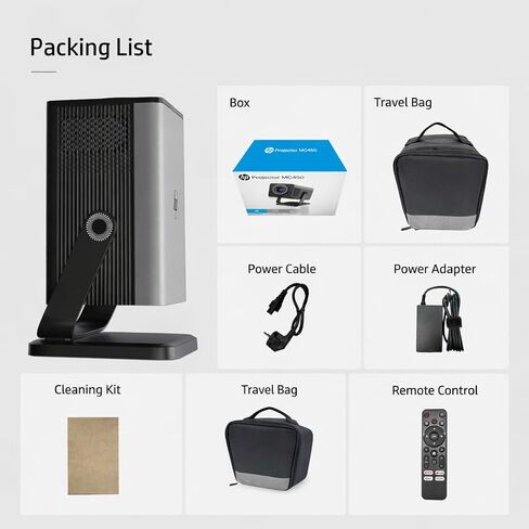 جهاز عرض HP MC450 الذكي الصغير المحمول مع WiFi وBluetooth، وتطبيقات مرخصة رسميًا، وجهاز عرض قصير المدى مع دعم 4K، والتحكم الصوتي، ومنفذ USB-C، وجهاز عرض أفلام لغرفة النوم والخارج in Kuwait