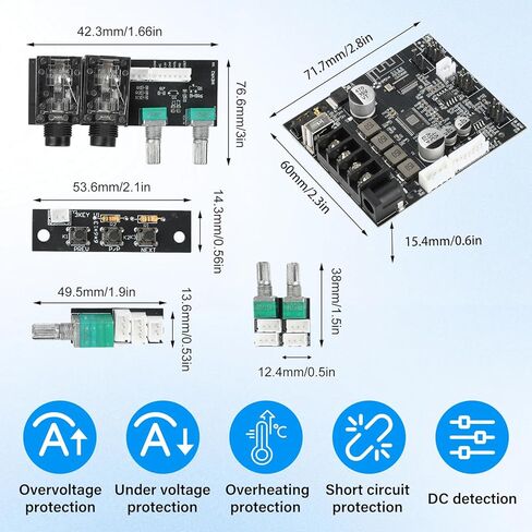 Zk-502T لوحة مكبر صوت بلوتوث، لوحة أمبير 50 ​​وات 2.0 قناة مع تحكم ثلاثي وباس، لوحة مكبر صوت بلوتوث 5.0 تيار مستمر 12-24 فولت وحدة أمبير ستيريو لمكبرات الصوت DIY in Kuwait