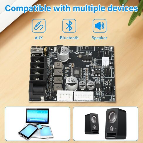 Zk-502T لوحة مكبر صوت بلوتوث، لوحة أمبير 50 ​​وات 2.0 قناة مع تحكم ثلاثي وباس، لوحة مكبر صوت بلوتوث 5.0 تيار مستمر 12-24 فولت وحدة أمبير ستيريو لمكبرات الصوت DIY in Kuwait