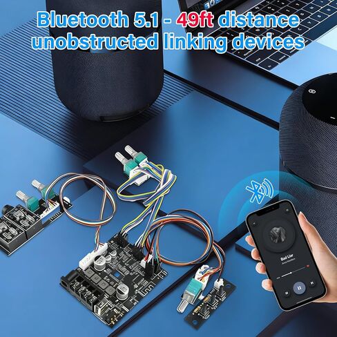 Zk-502T لوحة مكبر صوت بلوتوث، لوحة أمبير 50 ​​وات 2.0 قناة مع تحكم ثلاثي وباس، لوحة مكبر صوت بلوتوث 5.0 تيار مستمر 12-24 فولت وحدة أمبير ستيريو لمكبرات الصوت DIY in Kuwait