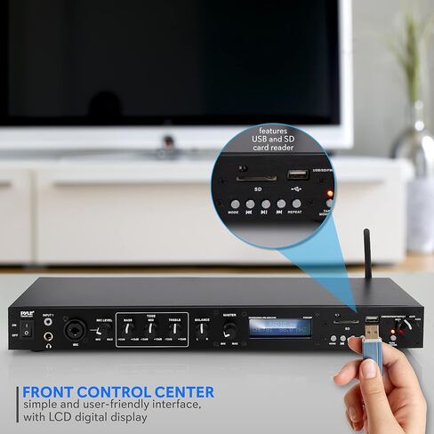 Pyle Rack Mount Studio Pre-Amplifier Bluetooth Receiver System with 1000W 2-Channel Professional Audio Power Amplifier in Saudi Arabia