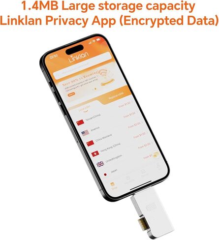 بطاقة eSIM مع حزمة قارئ USB-C، إعادة كتابة غير محدودة وتبديل الشبكة، سفر حول العالم لأكثر من 180 دولة، متوافقة مع أنظمة iOS/Android/جهاز التوجيه/Windows/macOS غير المقفلة، سعة تخزين 1.4 متر in Kuwait
