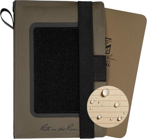 Rite in the Rain Weatherproof Tracker Tactical Kit: Olive Green TPU Field Cover, Hook & Loop Patch Compatible, with 4.625" x 7.25" Tan Tactical Notebook (No. M980T-SET) in Saudi Arabia
