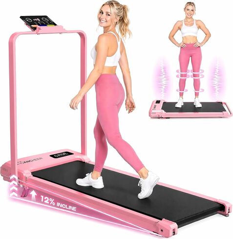 ANCHEER Walking Pad Treadmill with 12% Incline - Under Desk Treadmills with Handle Bar, 300-450lb Capacity 3.5HP Foldable Walking Pads for Home Small Spaces, Office, Gym in Saudi Arabia