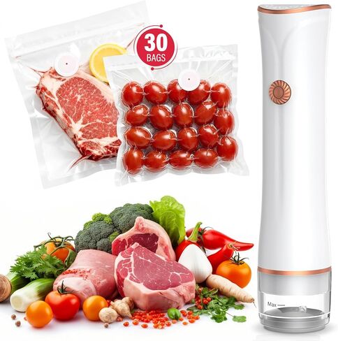 LSNDRGHandheld Vacuum Sealer, 60kPa Portable Food Sealer with 30 Reusable Bags, Rechargeable Mini Vacuum Sealer for Food Storage, Sous Vide, Travel in Saudi Arabia