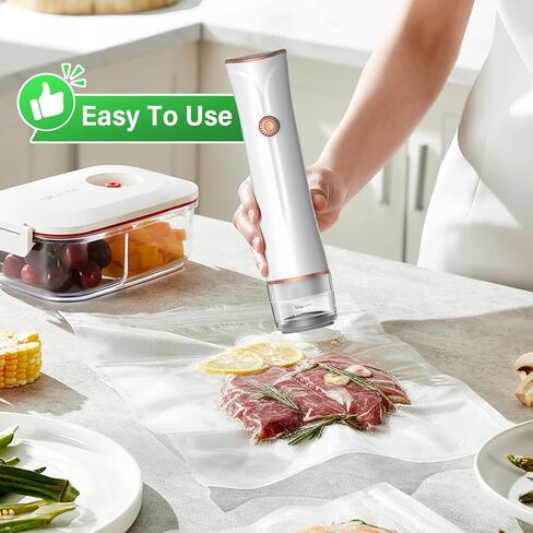 LSNDRGHandheld Vacuum Sealer, 60kPa Portable Food Sealer with 30 Reusable Bags, Rechargeable Mini Vacuum Sealer for Food Storage, Sous Vide, Travel in Saudi Arabia