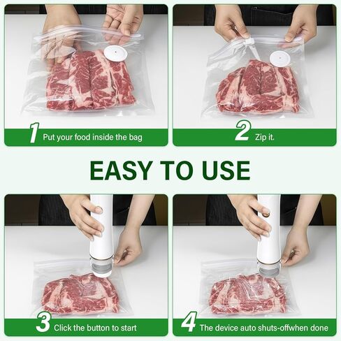 LSNDRGHandheld Vacuum Sealer, 60kPa Portable Food Sealer with 30 Reusable Bags, Rechargeable Mini Vacuum Sealer for Food Storage, Sous Vide, Travel in Saudi Arabia