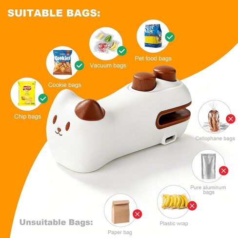 Portable Mini Bag Sealer with Cutter and Magnet, 2 in 1 Rechargeable Heat Sealer for Snack Bag, Chip Snack, Plastic Bag, Food Freshness Storage in Saudi Arabia