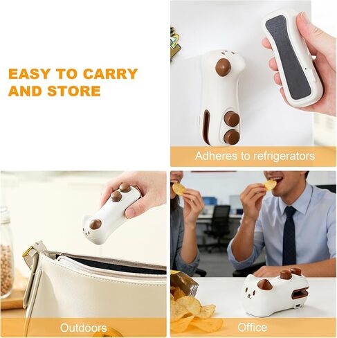 Portable Mini Bag Sealer with Cutter and Magnet, 2 in 1 Rechargeable Heat Sealer for Snack Bag, Chip Snack, Plastic Bag, Food Freshness Storage in Saudi Arabia