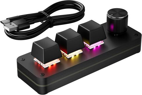 لوحة مفاتيح ميكانيكية قابلة للبرمجة بإضاءة خلفية RGB مع مقبض متعدد الوظائف، لوحة ماكرو صغيرة 3+1 مفتاح، لوحة مفاتيح قصيرة بيد واحدة قابلة للتبديل من النوع C للألعاب وتحرير الفيديو والمكتب - MK31 in Saudi Arabia