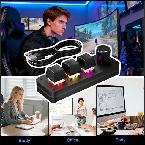 لوحة مفاتيح ميكانيكية قابلة للبرمجة بإضاءة خلفية RGB مع مقبض متعدد الوظائف، لوحة ماكرو صغيرة 3+1 مفتاح، لوحة مفاتيح قصيرة بيد واحدة قابلة للتبديل من النوع C للألعاب وتحرير الفيديو والمكتب - MK31 in Saudi Arabia