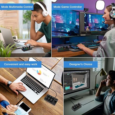 لوحة مفاتيح ميكانيكية قابلة للبرمجة مع RGB، 6 مفاتيح + 1 لوحة مفاتيح ماكرو صغيرة بمقبض واحد، لوحة مفاتيح مختصرة بيد واحدة للألعاب والمكتب والوسائط المتعددة، تدعم برمجة Windows - MK62 in Saudi Arabia