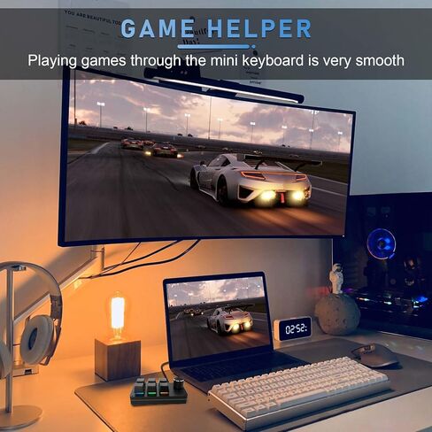 لوحة مفاتيح ميكانيكية قابلة للبرمجة مع RGB، 6 مفاتيح + 1 لوحة مفاتيح ماكرو صغيرة بمقبض واحد، لوحة مفاتيح مختصرة بيد واحدة للألعاب والمكتب والوسائط المتعددة، تدعم برمجة Windows - MK62 in Saudi Arabia