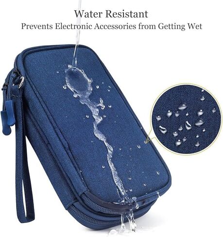 Travel Essentials,Airplane Gadgets Carry Case Portable Double Layers Storage Bag for Travel Cable,Cord,Charger,Phone,Earphone Deep Blue in Saudi Arabia
