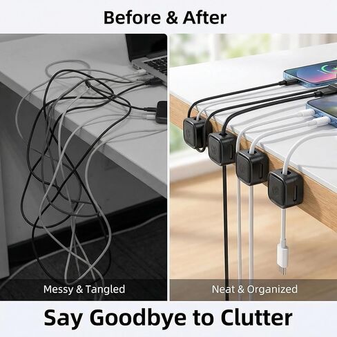 12 Pack Magnetic Cable Clips Organizer, Strong Adhesive Wire Cord Holder for Desk and Nightstand Management, Home Office Accessory to Organize Charger Cables and USB Wires in Saudi Arabia
