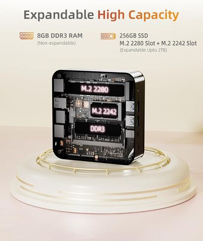 جهاز كمبيوتر صغير N3150 (4C/4T، 2.08 جيجا هرتز بحد أقصى) ذاكرة وصول عشوائي 8 جيجابايت ومحرك أقراص SSD سعة 256 جيجابايت و2X كمبيوتر صغير من النوع c مع شاشة عرض 2x2K/WiFi 5/BT 4.2/RJ45 LAN/USB 3.0/6W TDP (1 قطعة) in Kuwait