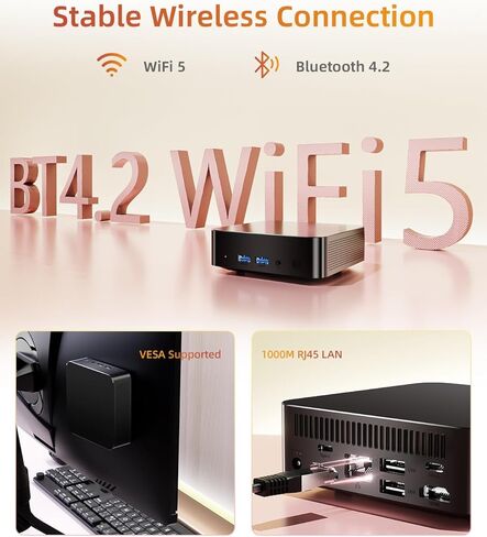 جهاز كمبيوتر صغير N3150 (4C/4T، 2.08 جيجا هرتز بحد أقصى) ذاكرة وصول عشوائي 8 جيجابايت ومحرك أقراص SSD سعة 256 جيجابايت و2X كمبيوتر صغير من النوع c مع شاشة عرض 2x2K/WiFi 5/BT 4.2/RJ45 LAN/USB 3.0/6W TDP (1 قطعة) in Kuwait
