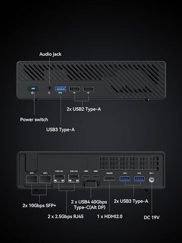 MINISFORUM MS-01-S1260 Mini PC Barebone with Intel Core i5-12600H,vPro Enterprise Support,2x10Gbps SFP+LAN/2x2.5G RJ45/2xUSB4/HDIM/16xPCIe 4.0/M.2 SSD/U.2 NVMe SSD(No OS/RAM/SSD) (Renewed) in Saudi Arabia