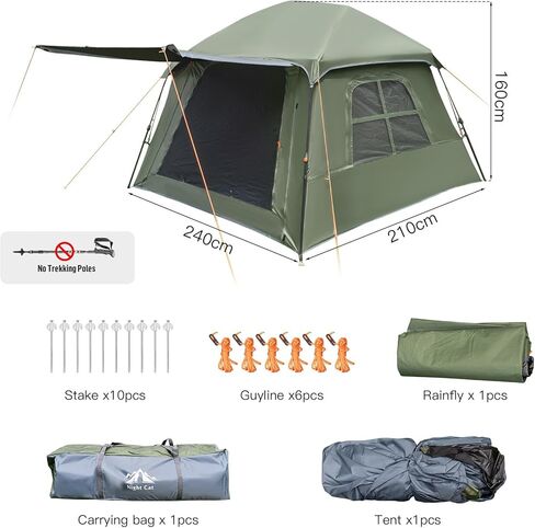 Night Cat Blackout Cabin Tent: 4 Person Pop Up Camping Tent with Vestibule & Rainfly Waterproof Instant Easy Setup Family Tent in Saudi Arabia