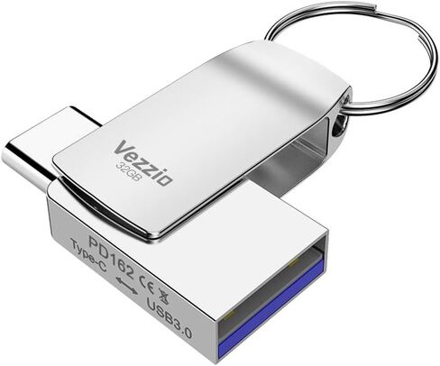 محرك فلاش USB سعة 128 جيجابايت، 3.0 USB C وUSB A، محرك أقراص إبهام مزدوج المنافذ، فضي in Kuwait