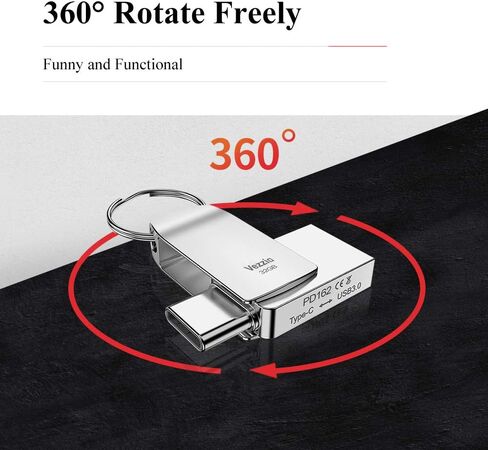 محرك فلاش USB سعة 128 جيجابايت، 3.0 USB C وUSB A، محرك أقراص إبهام مزدوج المنافذ، فضي in Kuwait