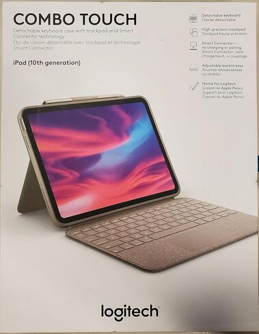 Logitech Combo Touch Detachable 10th Gen iPad Keyboard Case with Large Precision Trackpad, Full-Size Backlit Keyboard, and Smart Connector Technology - Sand in Saudi Arabia