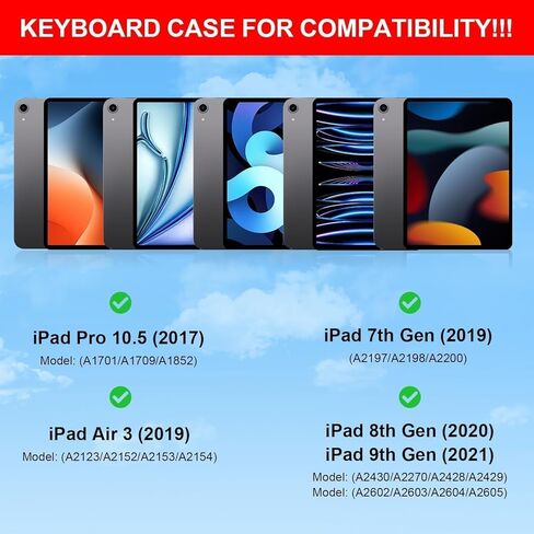 حافظة GGQFGTOJ لجهاز iPad الجيل التاسع مع لوحة مفاتيح، حافظة لوحة مفاتيح لجهاز iPad 9th/8th/7th Gen، حافظة لوحة مفاتيح مغناطيسية على الطراز السحري مع إضاءة خلفية 7 ألوان - لوحة تتبع متعددة اللمس لجهاز iPad 10.2 بوصة (أبيض) in Kuwait