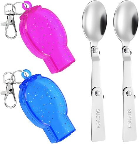 2 Pack Foldable Fork and Spoon Set, Portable Folding Spoon and Fork Set with Two Plastic Storage Cases for Travel Camping Outdoors Picnic in Saudi Arabia