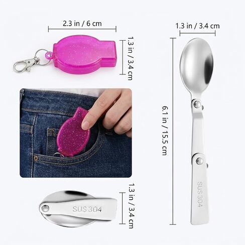 2 Pack Foldable Fork and Spoon Set, Portable Folding Spoon and Fork Set with Two Plastic Storage Cases for Travel Camping Outdoors Picnic in Saudi Arabia
