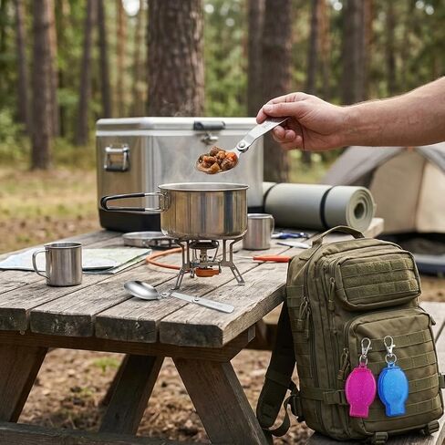 2 Pack Foldable Fork and Spoon Set, Portable Folding Spoon and Fork Set with Two Plastic Storage Cases for Travel Camping Outdoors Picnic in Saudi Arabia