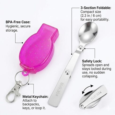 2 Pack Foldable Fork and Spoon Set, Portable Folding Spoon and Fork Set with Two Plastic Storage Cases for Travel Camping Outdoors Picnic in Saudi Arabia