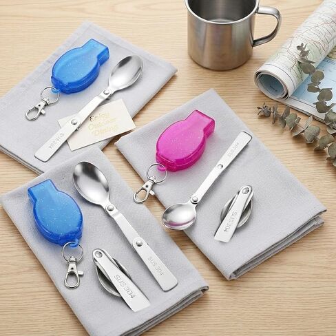 2 Pack Foldable Fork and Spoon Set, Portable Folding Spoon and Fork Set with Two Plastic Storage Cases for Travel Camping Outdoors Picnic in Saudi Arabia