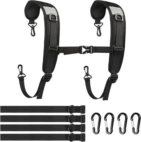 Backpack Straps, Adjustable Backpack Shoulder Strap, Replacement Padded Shoulder Strap with Metal Clips for Shoulder Bag Backpack Dry Bag(Black) in Kuwait