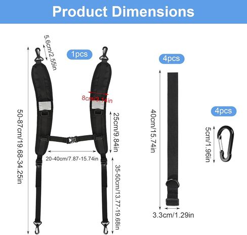Backpack Straps, Adjustable Backpack Shoulder Strap, Replacement Padded Shoulder Strap with Metal Clips for Shoulder Bag Backpack Dry Bag(Black) in Kuwait
