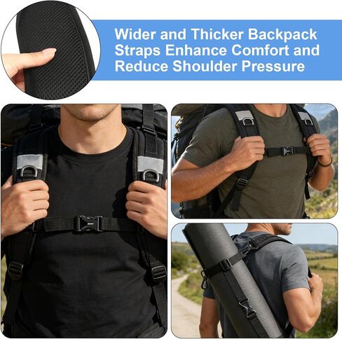 Backpack Straps, Adjustable Backpack Shoulder Strap, Replacement Padded Shoulder Strap with Metal Clips for Shoulder Bag Backpack Dry Bag(Black) in Kuwait