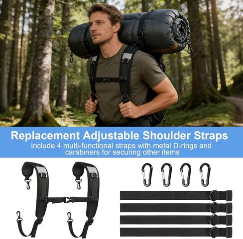 Backpack Straps, Adjustable Backpack Shoulder Strap, Replacement Padded Shoulder Strap with Metal Clips for Shoulder Bag Backpack Dry Bag(Black) in Kuwait
