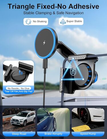 شاحن حامل سيارة Tesla، [تقييد الحرارة] [LED RGB بدون استخدام اليدين] شاحن حامل هاتف السيارة اللاسلكي، حامل هاتف مغناطيسي لسيارتك لشاشة Tesla Model Y/3/S/X لسلسلة 17/16/15/14/13/12 in Kuwait