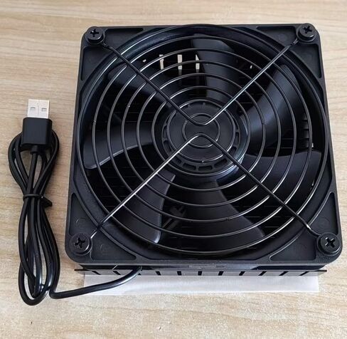 Easycargo 120mm USB Powered Cooling Fan with Heatsink, Pre-Assembled 120x120x20mm Aluminum Cooler + Pre-Applied Thermal Tape, Quiet 5V Active Cooling for Routers, Modems, Mini PCs, and AV Equipment in Saudi Arabia