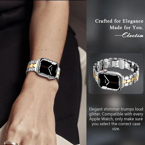 Compatible with Apple Watch Bands for Women 38mm 40mm 41mm 42mm 44mm 45mm 46mm 49mm, Stainless Steel Clasp Luxury Dressy Metal Band for iWatch Series 11 SE 2/SE 10 9 8 7 6 5 4 3 2 1 Ultra 2 in Kuwait