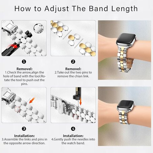 Compatible with Apple Watch Bands for Women 38mm 40mm 41mm 42mm 44mm 45mm 46mm 49mm, Stainless Steel Clasp Luxury Dressy Metal Band for iWatch Series 11 SE 2/SE 10 9 8 7 6 5 4 3 2 1 Ultra 2 in Kuwait