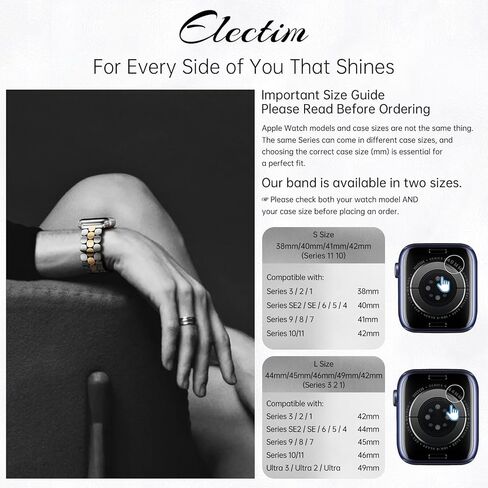 Compatible with Apple Watch Bands for Women 38mm 40mm 41mm 42mm 44mm 45mm 46mm 49mm, Stainless Steel Clasp Luxury Dressy Metal Band for iWatch Series 11 SE 2/SE 10 9 8 7 6 5 4 3 2 1 Ultra 2 in Kuwait