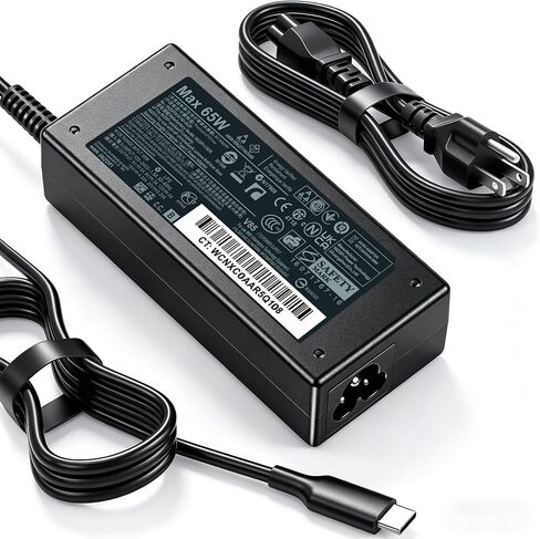 PD 65W USB C Laptop Charger for HP - Pavilion Envy Spectre, Universal Type C Power Adapter for Dell Lenovo Acer ASUS Suited to I nspiron ThinkPad VivoBook Aspire Latitude IdeaPad Chromebook Series in Saudi Arabia